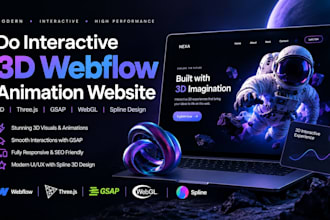 do interactive 3d webflow animation website 3d threejs gsap webgl spline design
