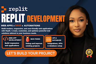 develop replit web apps, saas, automations and API integrations