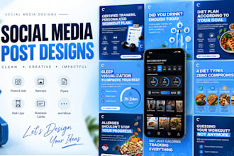 design social media posts, banners, flyers and print designs