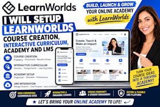 learnworlds course creation setup, interactive curriculum, academy and lms