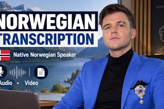 transcribe norwegian audio and video as a native speaker