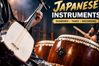 record shamisen taiko instrument for your japanese background music video