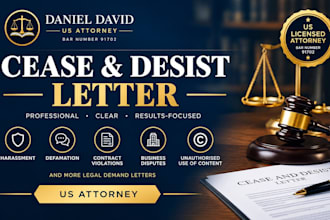 draft a cease and desist letter as a US attorney