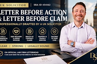 issue UK letter before action or letter before claim as a licensed UK solicitor