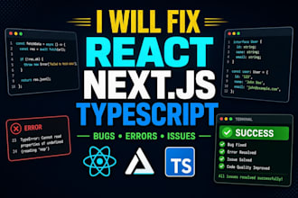 fix react next js typescript bugs and errors