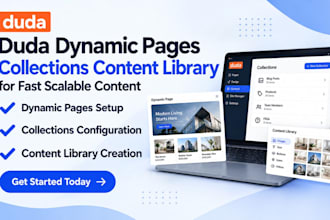set up duda dynamic pages collections content library for fast scalable content