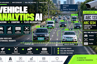 develop vehicle tracking, detection, counting and license plate recognition ai