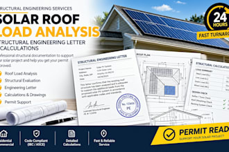 write stamped structural engineering letter for solar roof load analysis