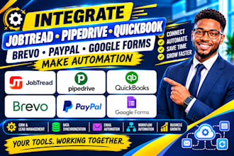 integrate jobtread pipedrive quickbook brevo paypal google forms make automation