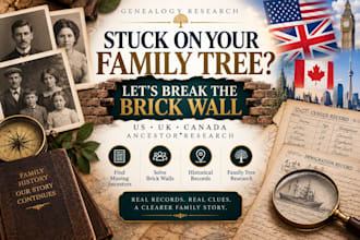 solve genealogy brick walls and research US UK canadian ancestors