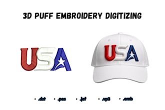 digitize your logo for 3d puff embroidery on caps and hats