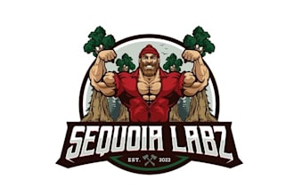 design buff muscular lumberjack strongman logo
