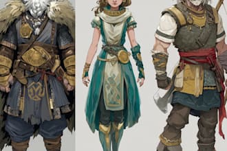 draw dnd character design and illustration