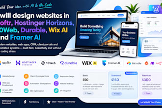 design in softr hostinger horizons 10web durable wix ai framer ai website expert