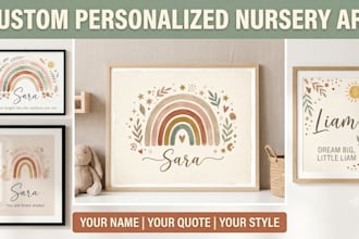 design boho rainbow personalized name wall art for kids