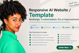 design or redesign hostinger website, wordpress, bluehost, squarespace website