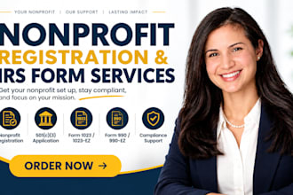 do nonprofit registration, prepare nonprofit form 990, 990ez, 1023 and 501c3