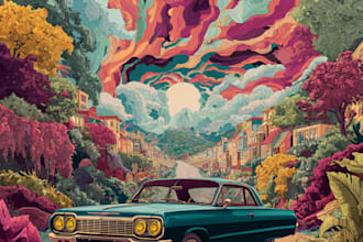 stunning illustration psychedelic, lifestyle, surrealism