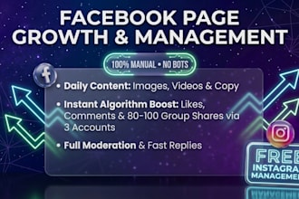 fully manage your facebook page, create content and boost organic reach