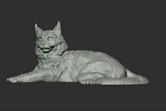 create maine coon cat 3d character model for 3d printing stl manifold watertight