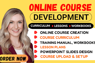 create online course content outline and elearning curriculum, training manual