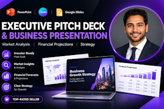 create executive pitch deck business presentation market analysis and financial