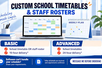 create school timetables, teacher schedules and staff rosters in excel