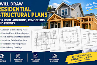 draw residential structural plans for home additions and remodeling city permits