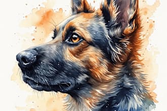 do watercolor pet portrait, dog portrait cat portrait