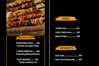 design luxury restaurant and cafe menu templates in canva