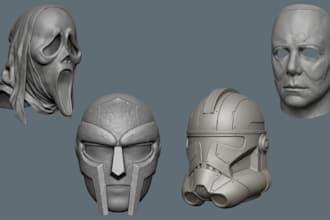 design 3d mask model 3d helmet, cosplay armor 3d custom face mask halloween mask