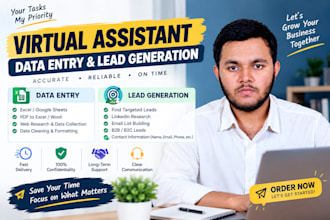 virtual assistant for data entry, web research, and lead generation