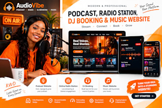 create modern podcast website, radio station, dj booking and music website