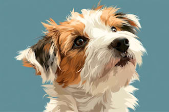 paint awesome custom pet portrait, dog portrait illustration
