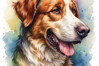 create a custom watercolor pet portrait or pet painting