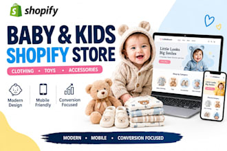 design a baby clothing and baby products shopify store