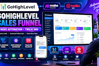 build a gohighlevel sales funnel with make automation and twilio SMS