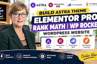 build astra theme elementor pro rank math wp rocket wordpress website