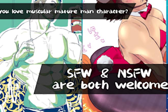 draw your dream muscular mature man character sfw or nsfw for you
