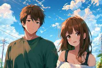 draw anime couple portraits