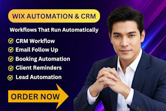 setup wix automation CRM workflows email follow up booking automation