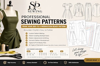create sewing pattern for custom sewing pattern maker and garment grading in pdf