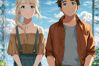 design anime couple illustrations