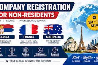 register serbia france australia companies for non residents with vat ,tax setup