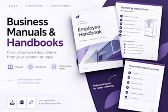 design a professional business manual, handbook, or information pack
