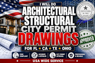 do architectural structural city permit drawings for fl ca tx ohio