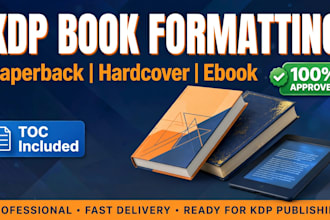 format your book for amazon KDP paperback, hardcover and ebook with toc