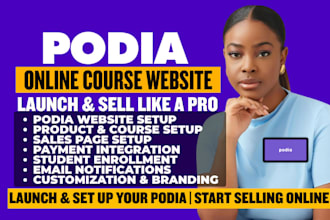 design podia website for online course and landing page