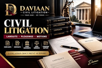 be your civil litigation lawyer for lawsuits, pleadings, motions and contracts