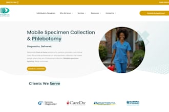 design wix mobile phlebotomy website healthcare booking phlebotomy website